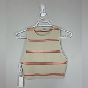 NWT - Babaton Aritzia Sculpt Knit Cropped Tank Striped Cream Orange